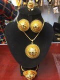 ወርቅ ቅብ የአንገት የጆሮ እና የእጅ ጌጥ Gold Paint Jewerly Set Earing Necklace And Ring