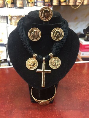 ወርቅ ቅብ የአንገት የጆሮ እና የእጅ ጌጥ Gold Paint Jewerly Set Earing Necklace And Ring