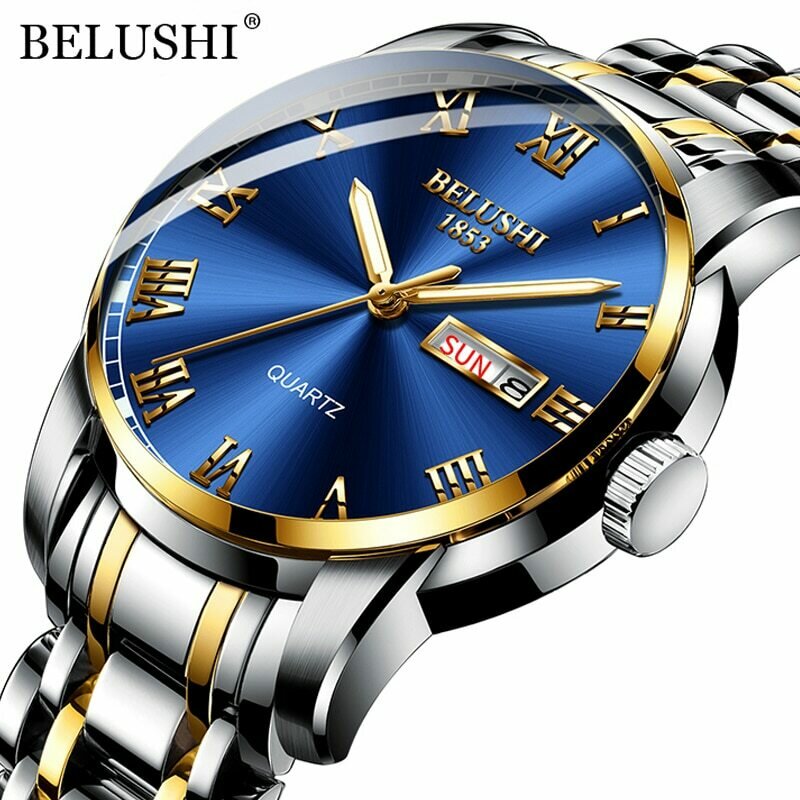 Luxury Mens Watches Calendar BusinessWristwatch Date Waterproof TopBrand Luminous BELUSHI
