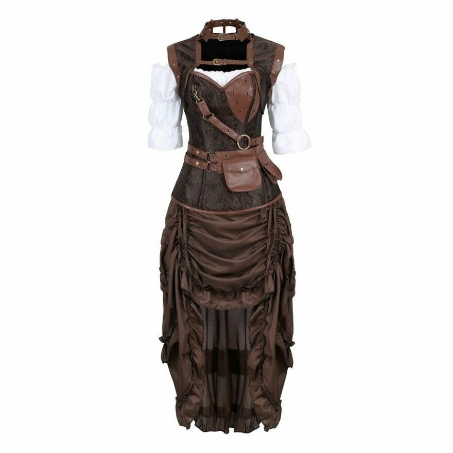 Women Steampunk Corset Dress Pirate Shirt Gothic Corset Lingerie Top