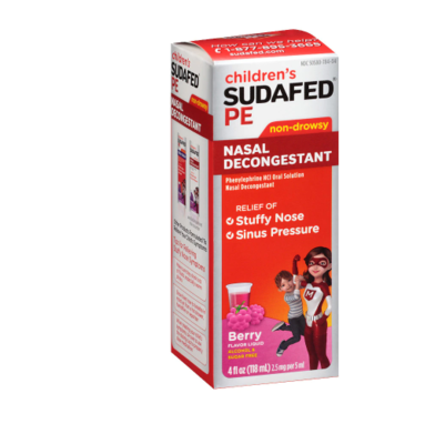 Sudafed PE Children&#39;s, Non-Drowsy Nasal Decongestant Raspberry