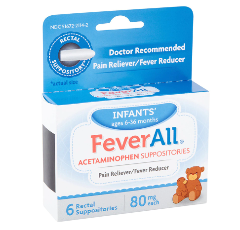 FeverAll Infant Suppositories ፍቨር ኦል ህመም ማስታገሻ