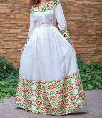 ረዘም ያለ የሀበሻ ቀሚስ  Ethiopian Traditional Long Dress