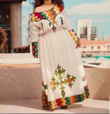 ረዘም ያለ የሀበሻ ቀሚስ  Ethiopian Traditional Long Dress
