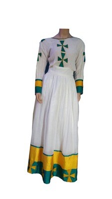 ረዘም ያለ የሀበሻ ቀሚስ  Ethiopian Traditional Long Dress