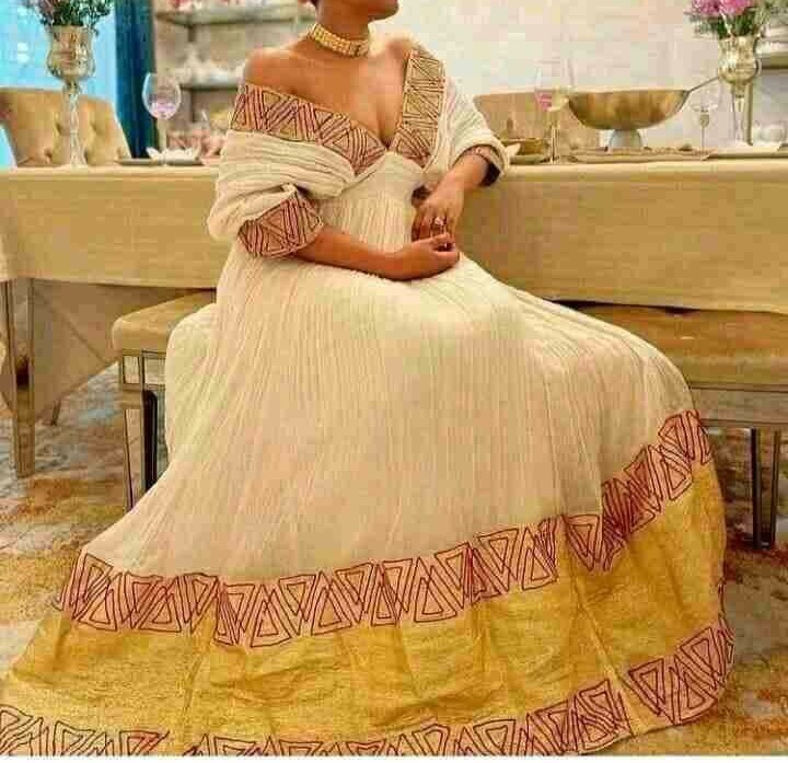 ረዘም ያለ የሀበሻ ቀሚስ  Ethiopian Traditional Long Dress