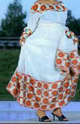 ረዘም ያለ የሀበሻ ቀሚስ  Ethiopian Traditional Long Dress