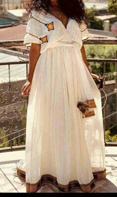 ረዘም ያለ የሀበሻ ቀሚስ  Ethiopian Traditional Long Dress