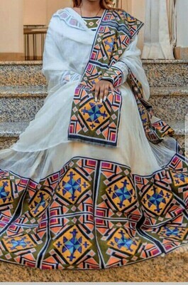 ረዘም ያለ የሀበሻ ቀሚስ  Ethiopian Traditional Long Dress