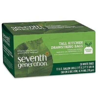 Drawstring Tall Kitchen Bags, 13 Gallon 2-ply