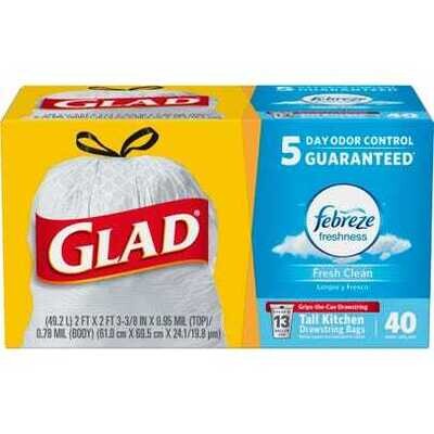 Tall Kitchen Drawstring Trash Bags Febreze Fresh Clean, 13 Gallon