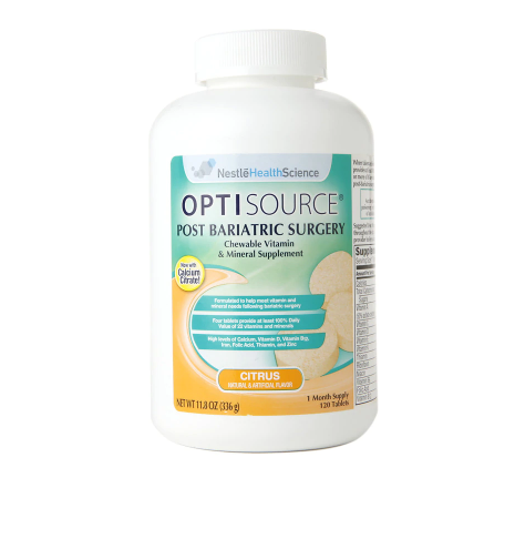 Optisource ኦፕቲሶርስ (Post Bariatric Surgery Formula Chewable Vitamin & Mineral Supplement Tablet)