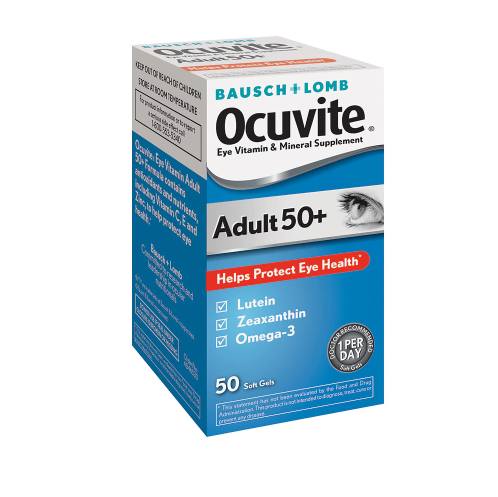 Ocuvite ኦኪቫይት (Adult 50+ Lutein &amp; Omega 3 Eye Vitamin &amp; Mineral Supplement Softgels )