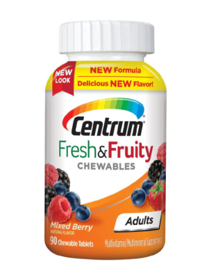 Centrum ሴንትረም (Adults Fresh &amp; Fruity Chewables Multivitamin &amp; Multimineral Supplement Mixed Berry)