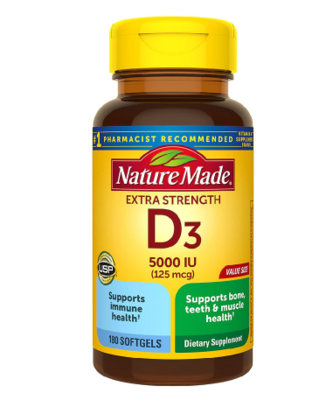 Extra Strength Vitamin D3 5000 IU (125 mcg) Softgels ኤክስትራ ስትሬንግዝ