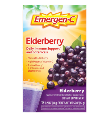 Emergen-C Fizzy Drink Mix Immune Support Elderberry ኢመርጀንሲ ሲ