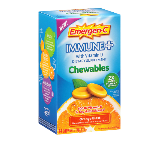 Emergen-C Immune+ with Vitamin D Chewables Orange Blast ኢመርጀንሲ ሲ