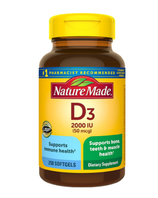 Nature Made Vitamin D3 ኔቸር ሜድ ቫይታሚን ዲ3 2000 IU (50 mcg) Softgels