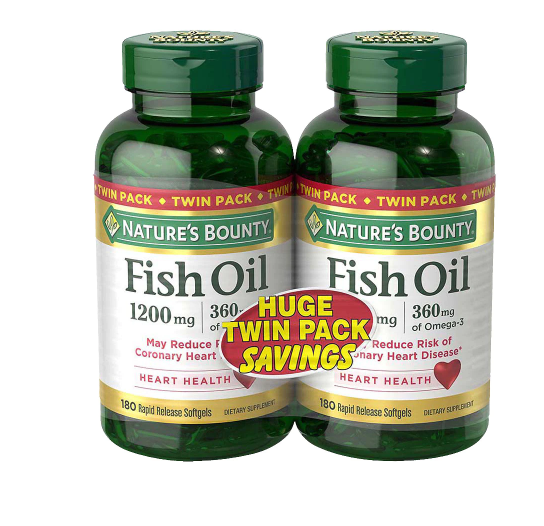 Nature's Bounty ኔቸርስ ቦኒ(Fish Oil 1200 mg Rapid Release Liquid Softgels Twinpack)