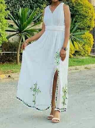 ረዘም ያለ የሀበሻ ቀሚስ  Ethiopian Traditional Long Dress
