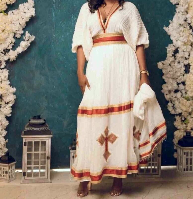 ረዘም ያለ የሀበሻ ቀሚስ  Ethiopian Traditional Long Dress