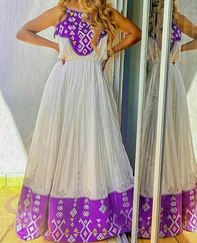 ረዘም ያለ የሀበሻ ቀሚስ  Ethiopian Traditional Long Dress