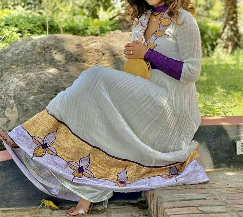 ረዘም ያለ የሀበሻ ቀሚስ  Ethiopian Traditional Long Dress