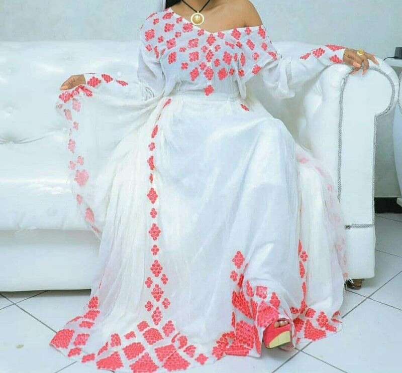 ረዘም ያለ የሀበሻ ቀሚስ  Ethiopian Traditional Long Dress