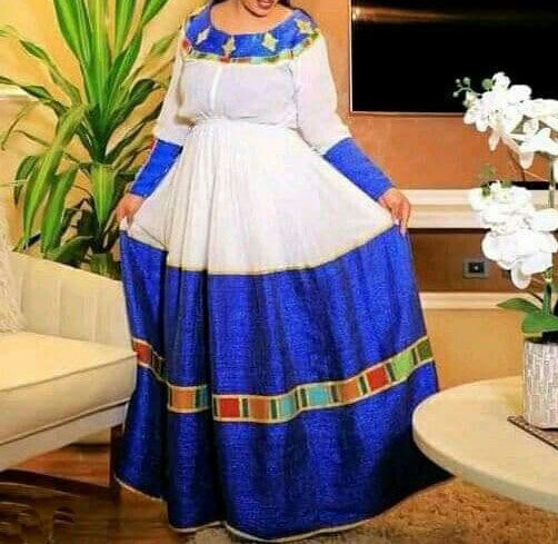 ረዘም ያለ የሀበሻ ቀሚስ  Ethiopian Traditional Long Dress