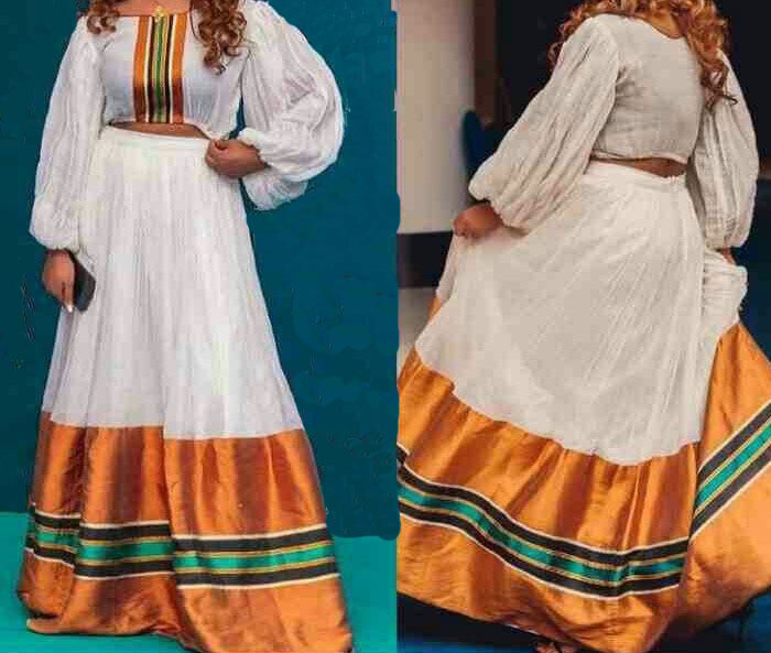 ረዘም ያለ የሀበሻ ቀሚስ  Ethiopian Traditional Long Dress