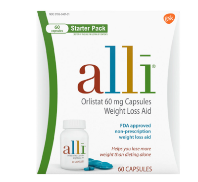 Alli Diet Weight Loss Supplement Pills, Orlistat 60mg Capsules Starter Pack 60 count