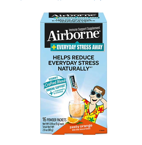 Airborne Everyday Stress Away Immune Support Supplement Zesty Orange