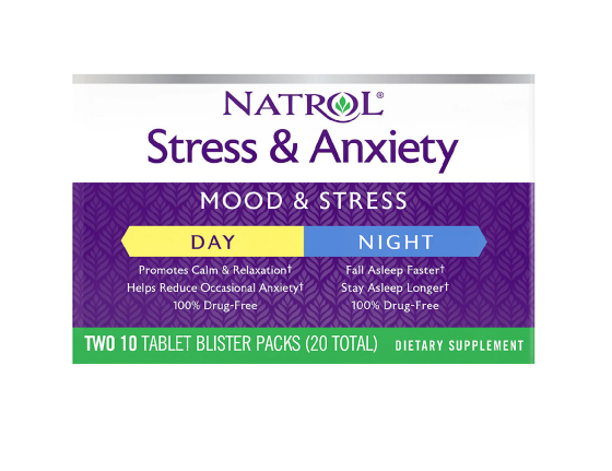 Natrol Stress & Anxiety Day & Night Dietary Supplement Tablets
