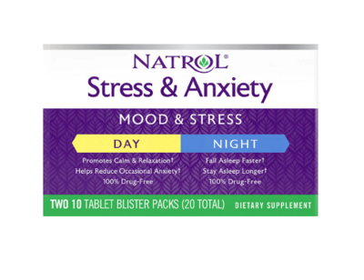Natrol Stress &amp; Anxiety Day &amp; Night Dietary Supplement Tablets