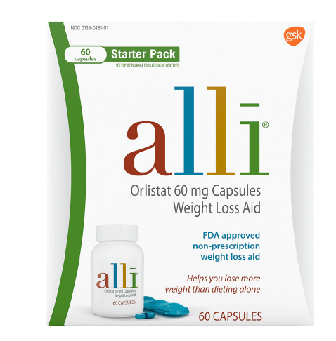 Alli Diet Weight Loss Supplement Pills, Orlistat 60mg Capsules Starter Pack 60 count