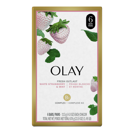 Olay Fresh Outlast Beauty Bars White Strawberry &amp; Mint, 6 bars, 4oz each