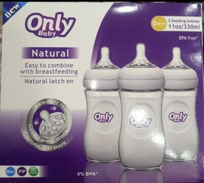 3 pc Only Baby Feeding Bottles ጫፉ እንደ እናት ጡት የሆነ ጡጦ 3 ፍሬ የልጆች ጡጦ