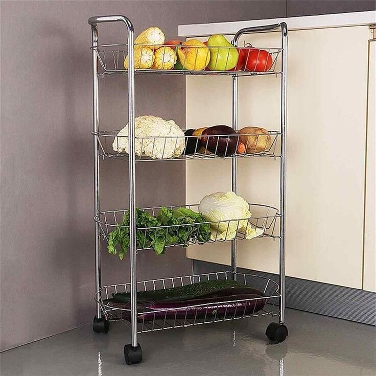 4 tier moveable kitchen storage rack