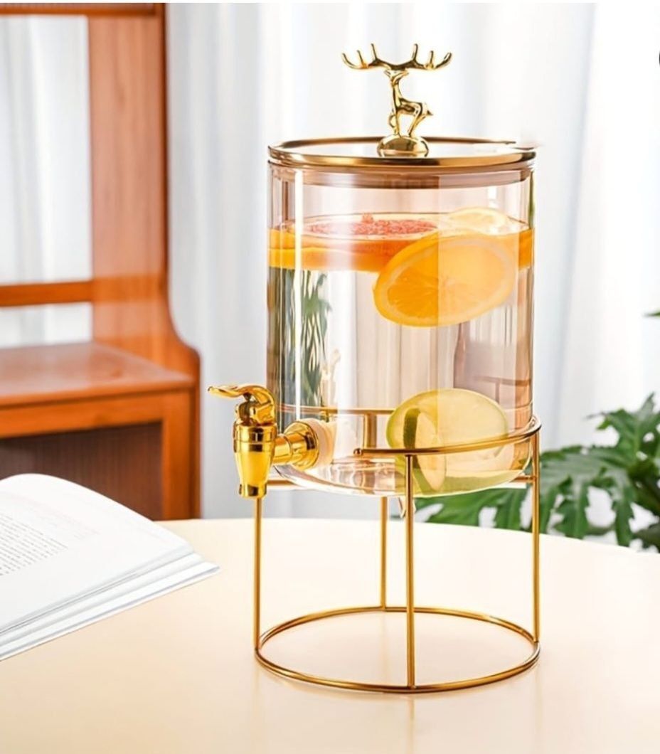 Glass dispenser jar with rack