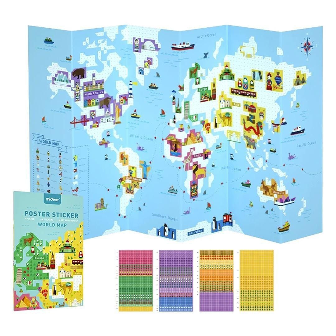 World map poster sticker