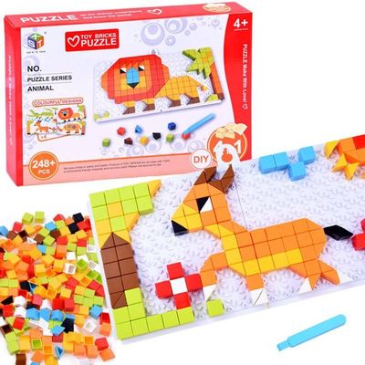 Mosaic geometrical puzzle blocks