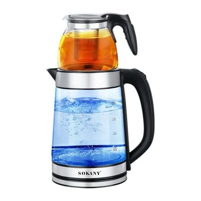 Sokany Glass Electric Kettle + Tea Pot