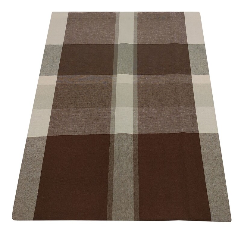 Τραπεζομάντηλο 140Χ140 εκ. Λονέτα Υφαντό Καρό Beige - Komvos