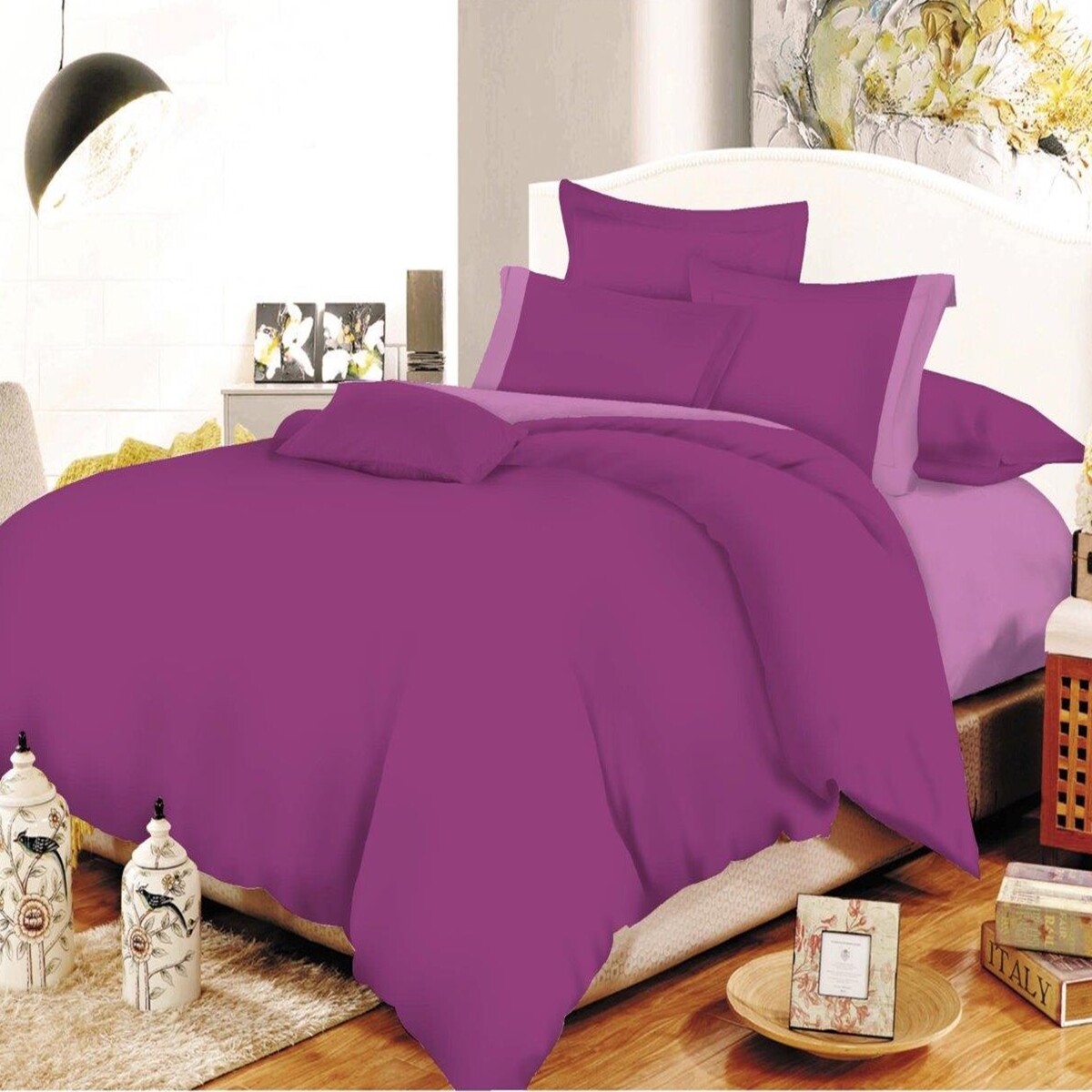 Σετ Σεντόνια Υπέρδιπλα Φάσα Cotton Line Mauve-Lilac - Komvos