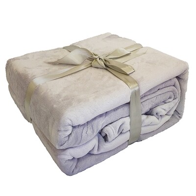 Κουβέρτα Βελουτέ Fleece Υπέρδιπλη Light Gray - Home Classic