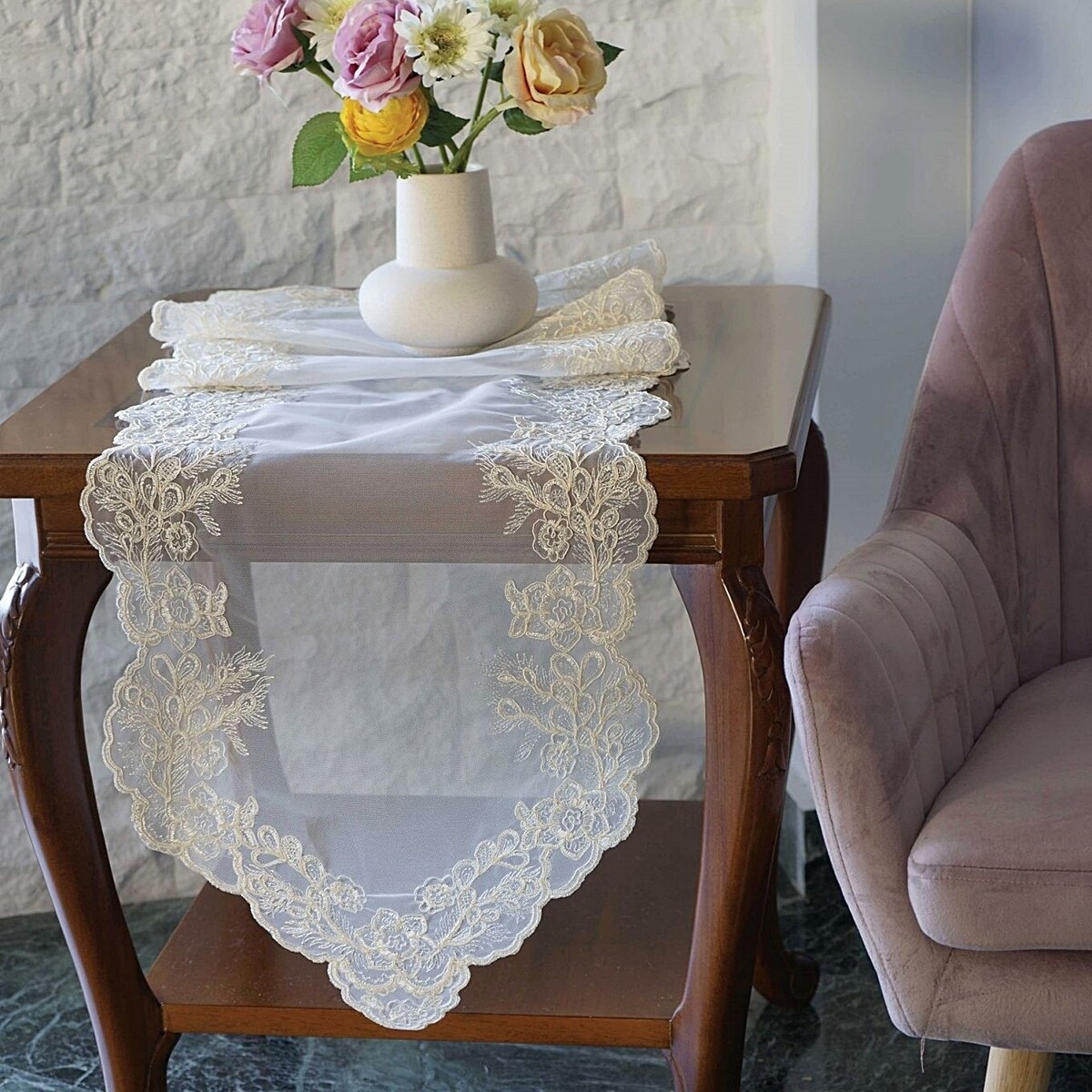 Τραβέρσα Δαντέλα 44162 Μπεζ - Ilis Home