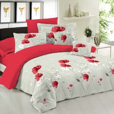 Σετ Κουβερλί Μονό Premium Anemone Red - Le Blanc