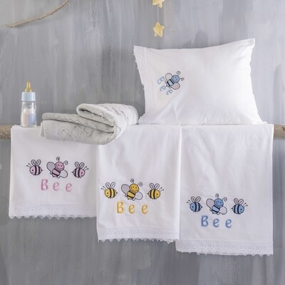 Σετ Σεντόνια Κούνιας Κέντημα Honey Bee - Rythmos