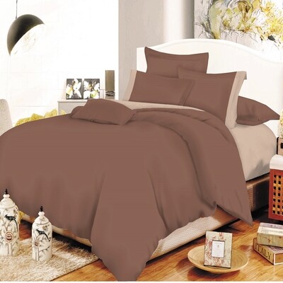 Σετ Σεντόνια Διπλά Φάσα Cotton Line Brown-Beige - Komvos