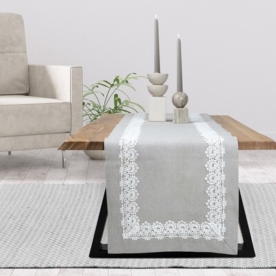 Τραπεζοκαρέ 120Χ120 εκ. Λινό-Δαντέλα 45462 Γκρι - Ilis Home